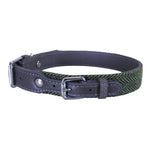 Rosewood - Luxury Forest Herringbone / Grey Leather Collar