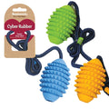 Cyber Rubber Rugby Ball Dog Toy with Rope