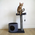 Charcoal Felt Cat House and Perch