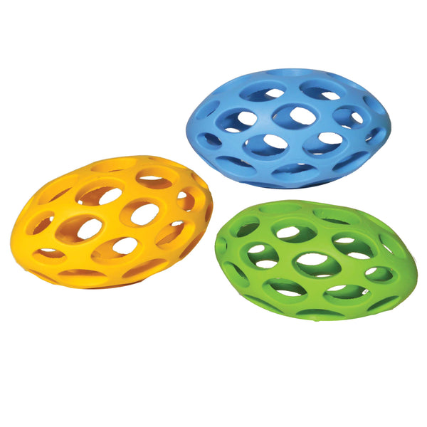 Rosewood - Cyber Rubber Lattice Rugby Ball Dog Toy, Assorted