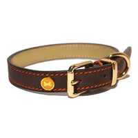 Luxury Leather Dog Collar, Brown