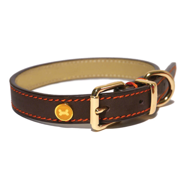 Luxury Leather Dog Collar, Brown