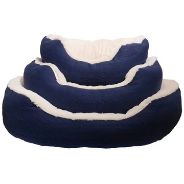 Navy Cable Knit Oval Dog Bed