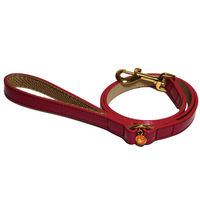 Wag 'n' Walk Designer Cherry Leather Dog Lead, Red