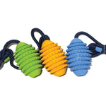 For Pets - Rosewood -  Cyber Rubber Rugby Ball Dog Toy with Rope, Assorted